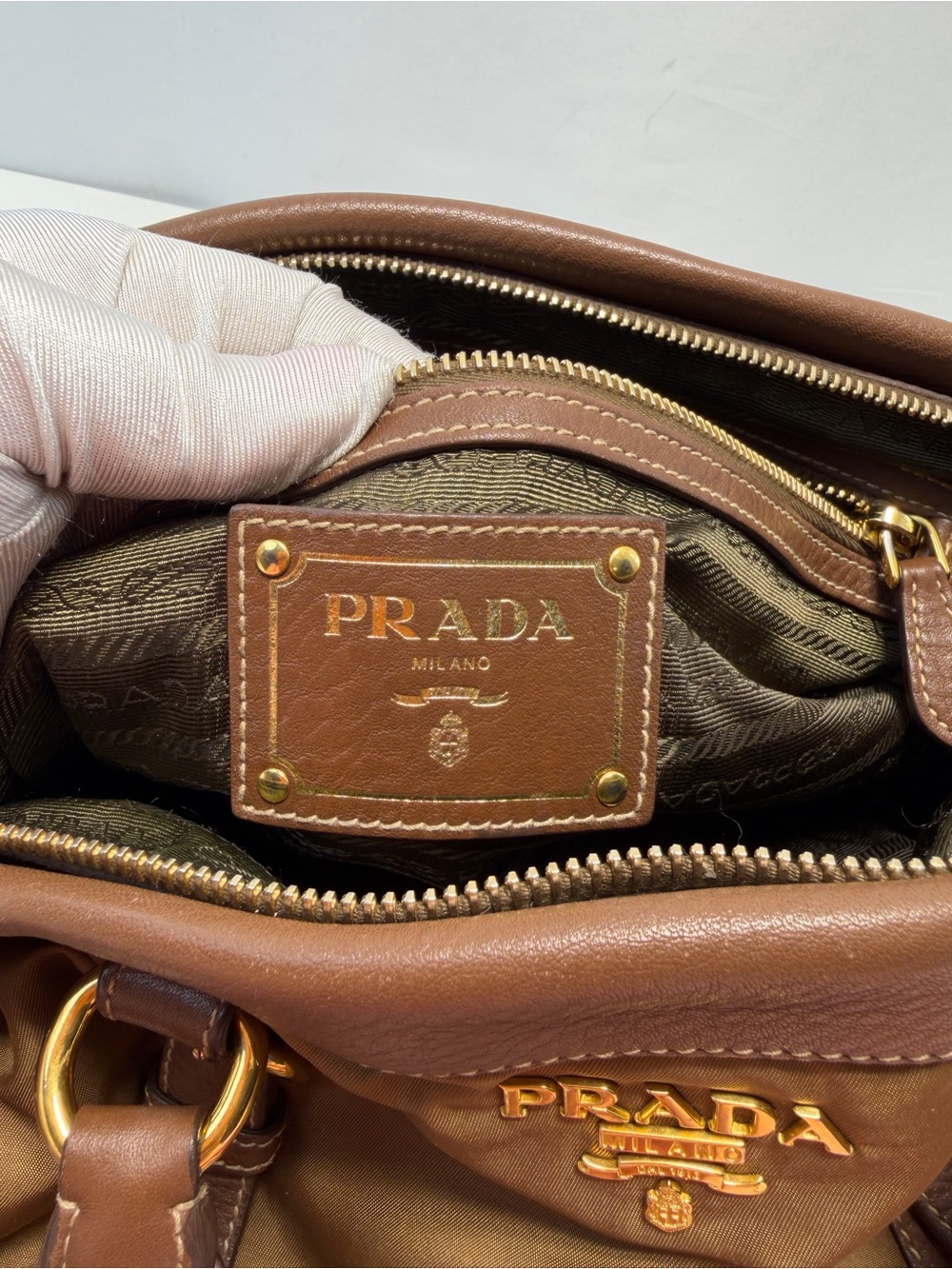 Prada Brown Nylon & Leather Messenger Satchel - Picture 11 of 11